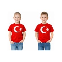 Zuzumax Ataş Çocuk Bayraklı Tişört Kırmızı & Beyaz Renk 23 Nisan, 19 Mayıs, 29 Ekim Özel Pamuklu Kısa Kol Kirmizi