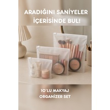 10 Adet Fermuarlı Makyaj Çantası Organizer