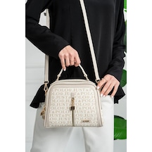 Just Polo Kadın Çok Bölmeli Ayarlanabilir Askılı Lüks El Ve Omuz Çantası Shoulder Bag Krem