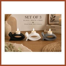 Bezos 3d Baskı 3lü Balık Figürlü Dekoratif Mumluk Seti - Tealight Mumluk, Modern Ev Ve Ofis Dekoru Pro