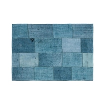 El Dokuması Patchwork Vintage Yün Pamuk Halı 156x225 Cm Çok Renkli