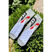 Lousocks Unisex Gri Horoz Desenli Soket Çorap