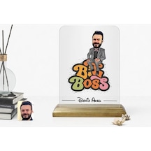 Kişiye Özel Erkek Big Boss Karikatürlü Ahşap Standlı Çerçeve-3