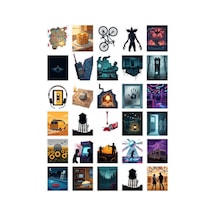 30 Adet Stranger Things Temalı Sticker Seti - Laptop Defter Telefon İçin Çok Renkli