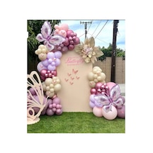 Toz Pembe Retro White Krom Pembe Lila Balon Zinciri Seti 100 Lü Mix