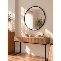 Siyah Çerçeveli Metal Yuvarlak Ayna 70 cm