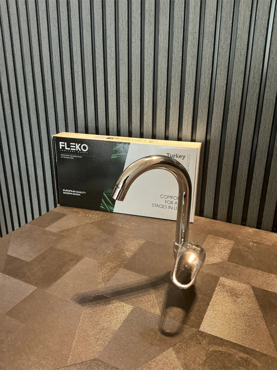 Fleko V2 Kuğu Lavabo Bataryası Metalik