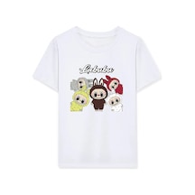 Assema Kız Labubu Çocuk Baskılı T-shirt - Beyaz Çok Renkli