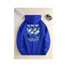 Medinenur Night Baskılı Kapüşonlu Sweatshirt Mavi