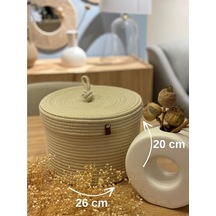 Victor Çok Amaçlı Düzenleyici Kapaklı Sepet,kapaklı Saksılık,kapaklı Organizer 26-20, Küçük Boy Krem