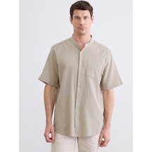 Lcwaıkıkı Classic Bej Regular Fit Keten Görünümlü Erkek Gömlek