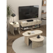 Tv Sehpası Ünitesi 2'li Orta Sehpa 3'lü Zigon Sehpa Set Üç Ürün