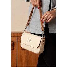 Just Polo Kadın Günlük Kullanıma Uygun Ayarlanabilir Askılı El Ve Omuz Çantası Shoulder Bag Ebat: 23 X 14 Cm Krem - Taba