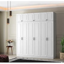GuneyStore Sport 6 Kapaklı Komple MDF Yüklüklü Beyaz Gardırop