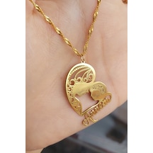 925 Ayar Gümüş 24 Ayar Altın Kaplama Annem Yazılı Kolye Gold