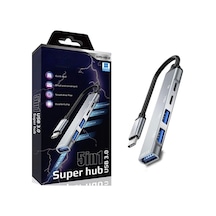 5in1 Metal Usb Hub Yüksek Hızlı Çoklayıcı, 5 Bağlantı Noktalı, Dayanıklı Ve Taşınabilir Tasarım Lisinya