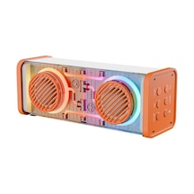 Turuncu-beyaz Kablosuz Hoparlör - Speaker Taşınabilir Mp3 Işıklı Usb Şarjlı Bt - Aux - Tes 10 Mt Men