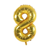 Folyo Balon 8 Rakamı Helyum Balon 36 Cm Gold Renk - 8 Yaş Balonu - 8 Yaş Balon -8 Rakam Balon Çok Renkli