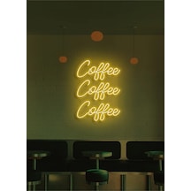 Coffee Coffee Coffee Yazılı Neon Tabela Sarı