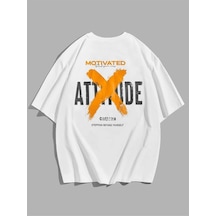 Flood Of Style Erkek Beyaz Motıvated Bisiklet Yaka Tshirt