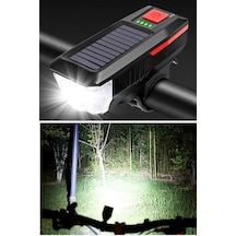 Solar Enerjili Usb Ile Şarj Edilebilir Ledli Bisiklet Feneri Kornalı Ve Su Geçirmez Far Diğer