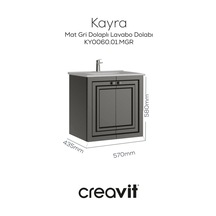 Creavit Kayra Lavabo Dolabı Kapaklı 60cm Mat Gri