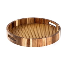 Tantitoni Akasya Ağacı Hazeran Yuvarlak Tepsi 35x5cm Bambu