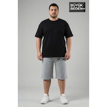 Süperlife Büyük Beden Erkek Şort New York Baskılı Rahat Kalıp 3xl-6xl Spr26bsr591-05 Gri Melanj