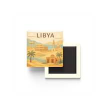 Libya - Libya - Paper Cut Art - Baskılı Buzdolap Magneti Kare - 9x9 Cm