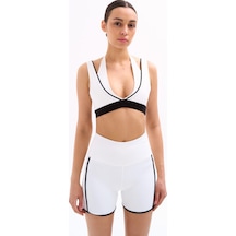 Normal People Lana - Spor Bra / Şeftali Dokulu Peach Skin Kumaş Beyaz