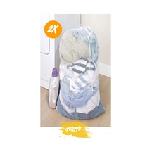 2 Adet Büyük Boy Eşya Çamaşır Kirli Bez Perde Tül Okul Kıyfaeti Yıkama Filesi 60x80 Cm Beyaz