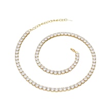 Chavin Gold Kap. 5Mm. Su Yolu Taşlı Kadın Kolye Zincir Ek18Sr-5 Mavi