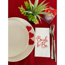 Kırmızı Yaldızlı Beyaz Bride To Be Peçete 16 Lı