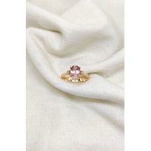 Morganite Yan Taş Pırlanta Yüzük- Ak1258