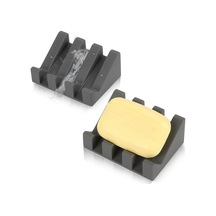 Hfambition Kendiliğinden Süzme Özellikli Silikon Sabun Tepsisi, Banyo Ve Mutfak İçin 2'li Set Koyu Gri Koyu Gri