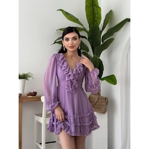 Osıes Fırfırlı Elbise Lila