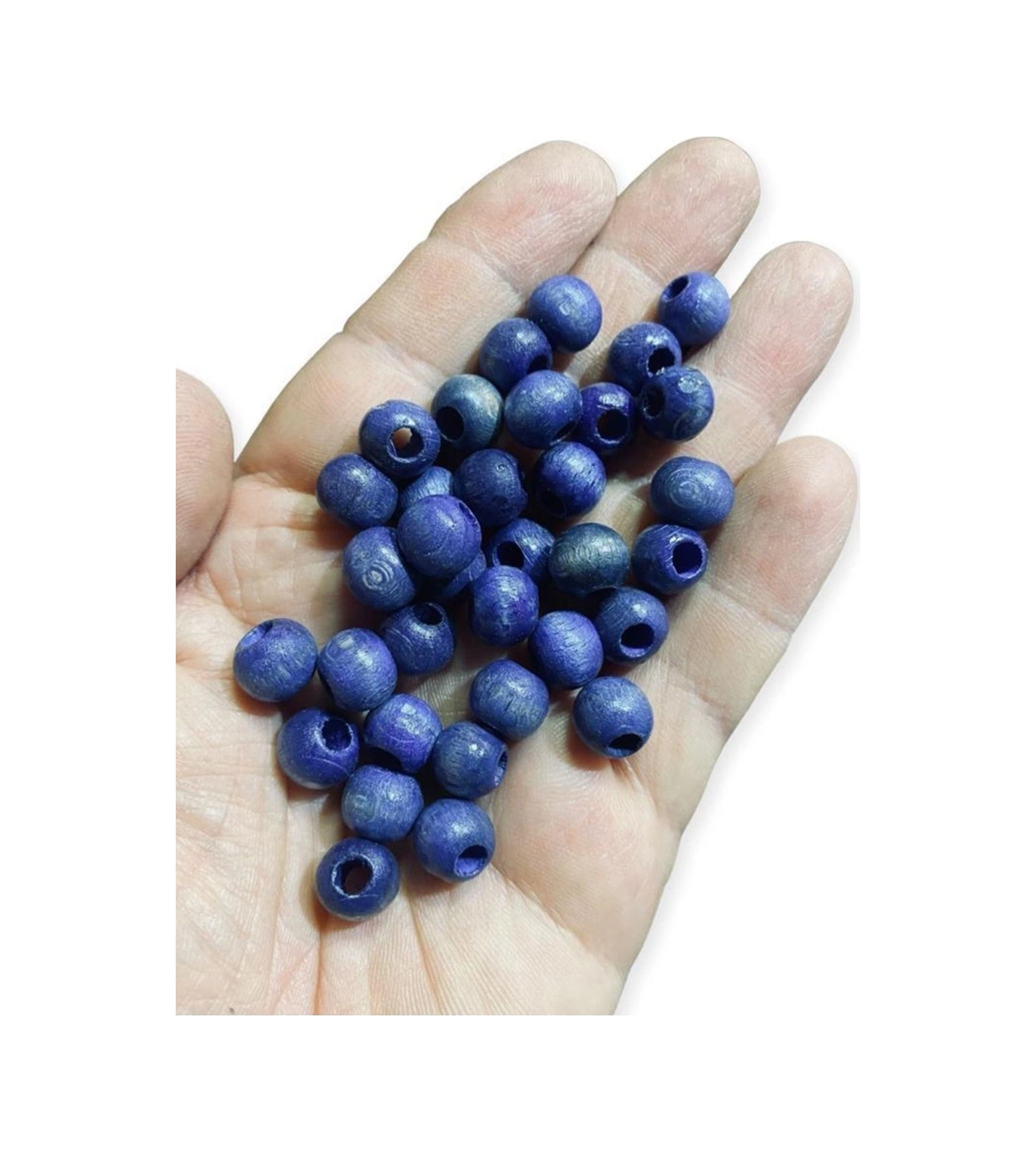 10mm Panama Mavi Ahşap Boncuk - 200 Adet -