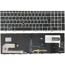 Hp Uyumlu Elitebook L14366-141, L14367-001, L14367-141 Işıklı Klavye Siyah Tr Gümüş Çerçeveli
