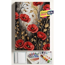 Sayılarla Boyama Seti Numaralı Tuval Fırça Boya Dahil Kasnaklı Set 50x70 Cm Altın Gelincik