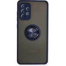 Samsung Galaxy Uyumlu A72 Kılıf Montreal Yüzüklü Silikon Kapak Lacivert