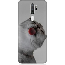 Oppo A5 2020 Uyumlu Dilini Çıkaran Kedi Desenli Silikon Kılıf