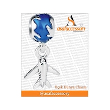 Uçak Dünya Charm Gümüş Kaplama