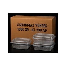 1500 Gr Yüksek Sızdırmaz Kap 200 Adet Şeffaf Plastik Gıda Kabı - 913472038