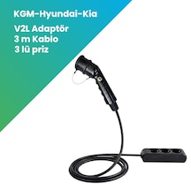 Filşarj V2l Adaptör 3m Kablolu 3lü Prizli Hyundai - Kia - Ssangyong - Kgm Elektrikli Araç V2l Şarj Kablosu-kıa / Hyundaı / Ssangyong Uyumlu