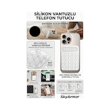 Standlı Silikon Telefon Tutucu Aynaya Ve Cama Yapışan Vantuzlu Selfie Standı Sky165 Beyaz