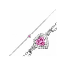 Gümüş Pembe Zirkon Taşlı Kadın Bileklik - Seçenek: Br11005224