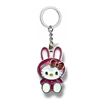 Tavşan Kostümlü Hello Kitty Figürlü Mor Anahtarlık Sevimli Sanrio Karakter Aksesuarı