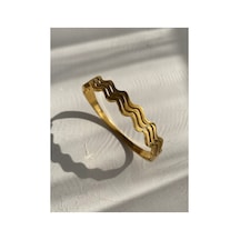 Çelik Rose Gold Zigzag Glorya Kelepçe -kararma Yapmaz Altın 10std Paslanmaz Çelik Pembe
