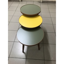 3.lü Zigon Sehpa SARI-YEŞİL 18mm 1.sınıf Mdf Lam Tabla