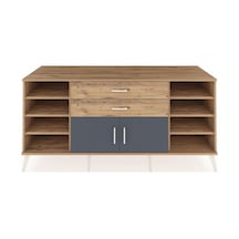 Kronos Konsol 7 Raflı 2 Çekmeceli 2 Kapaklı 176x59x83 Çam-antrasit/çam Antrasit/çam